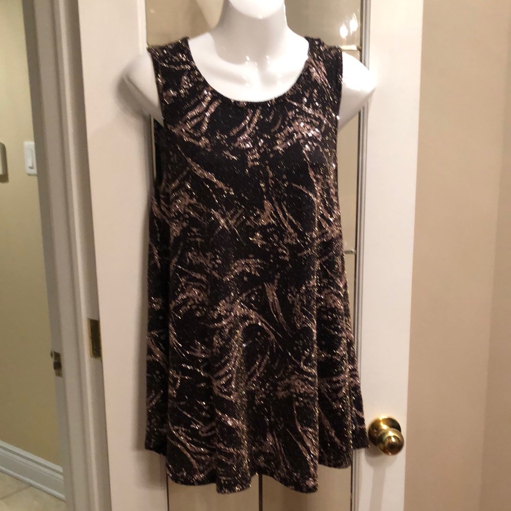 Sleeveless Black Glitter Swing Tunic- Sparkle Pattern